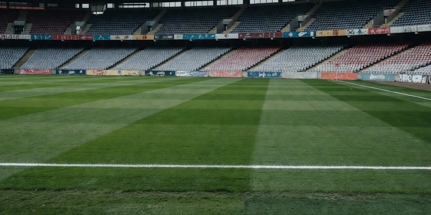 Football touchline beside empty stands, showing the setting shared by different league models